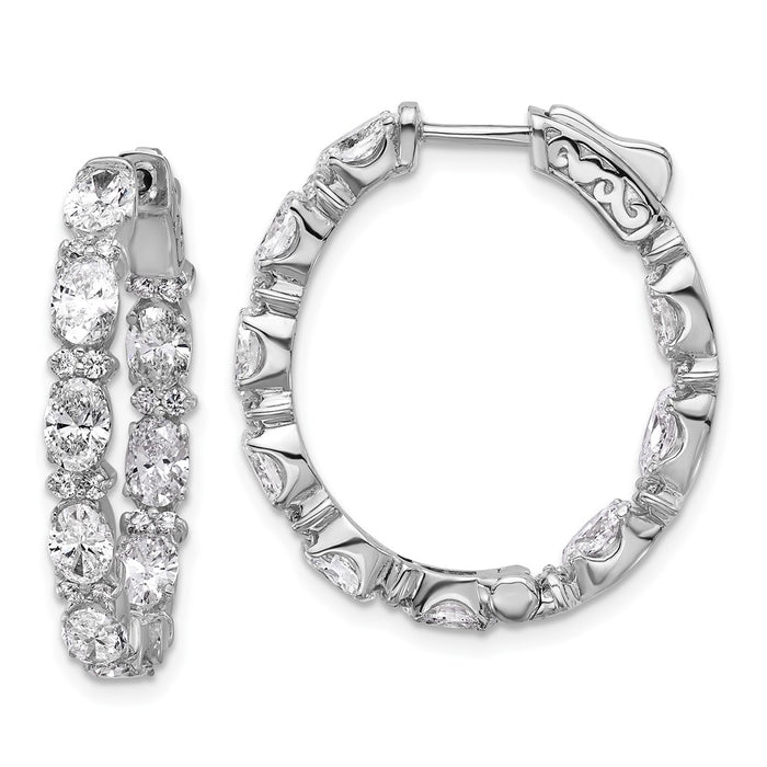 Shop Exclusive 14K Gold Oval & Round Diamond Inside-Out Hoop Earrings - Stylish Value-1