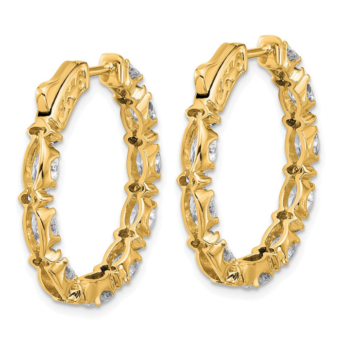 Buy Stylish 14K Gold Certified Oval & Round Diamond Inside-Out Hoop Earrings-4