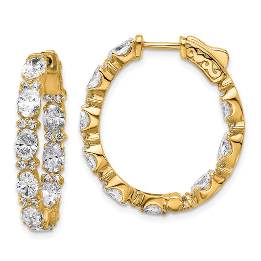 Buy Stylish 14K Gold Certified Oval & Round Diamond Inside-Out Hoop Earrings