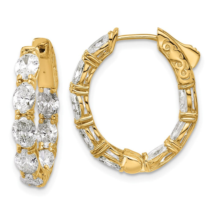 Exclusive 14K Gold Inside-Out Hoop Earrings with 5x3mm Lab-Grown Diamond - Stylish Value-1