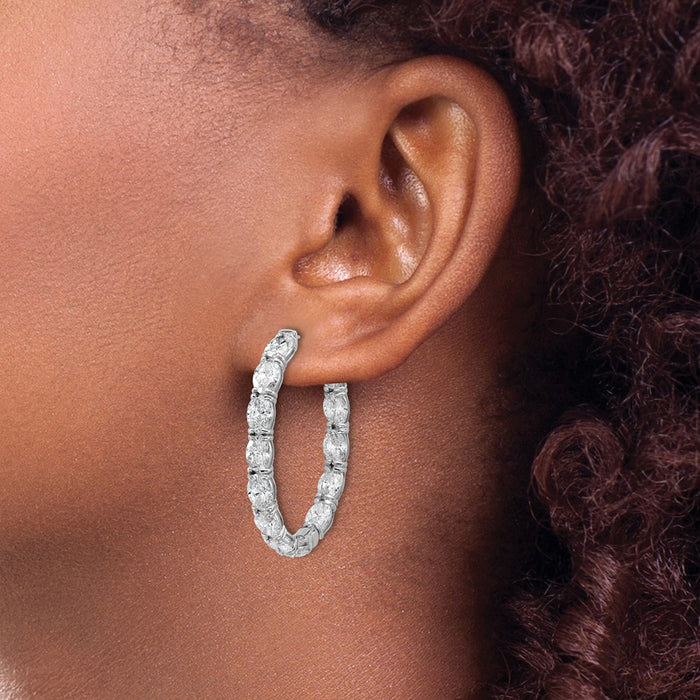 High-Quality 14K White Gold Inside-Out Hoop Earrings with VS/SI Diamonds-3