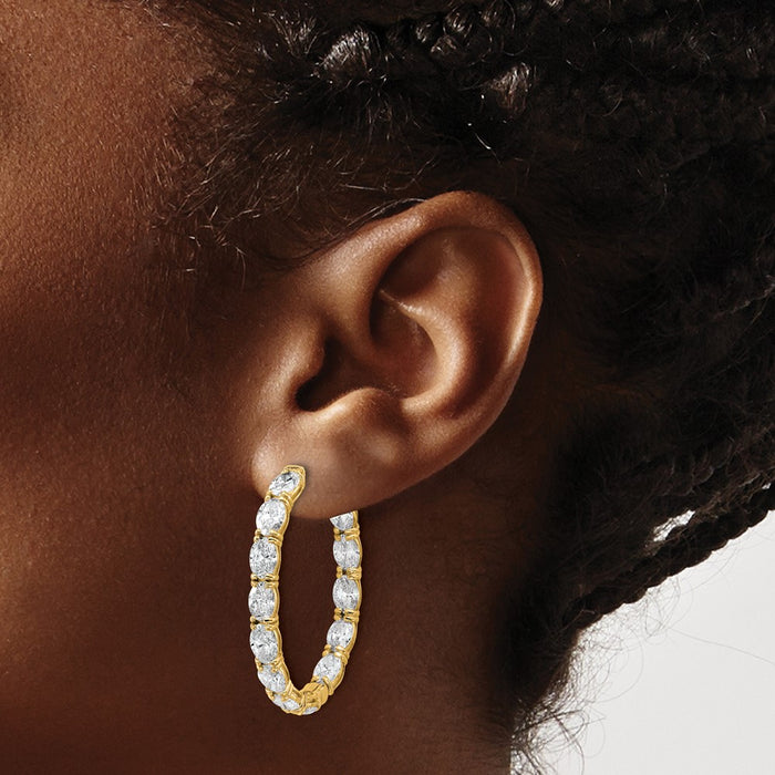 Buy Stylish 14K Gold Diamond Inside-Out Hoop Earrings - 1.5" & 1.3g-3