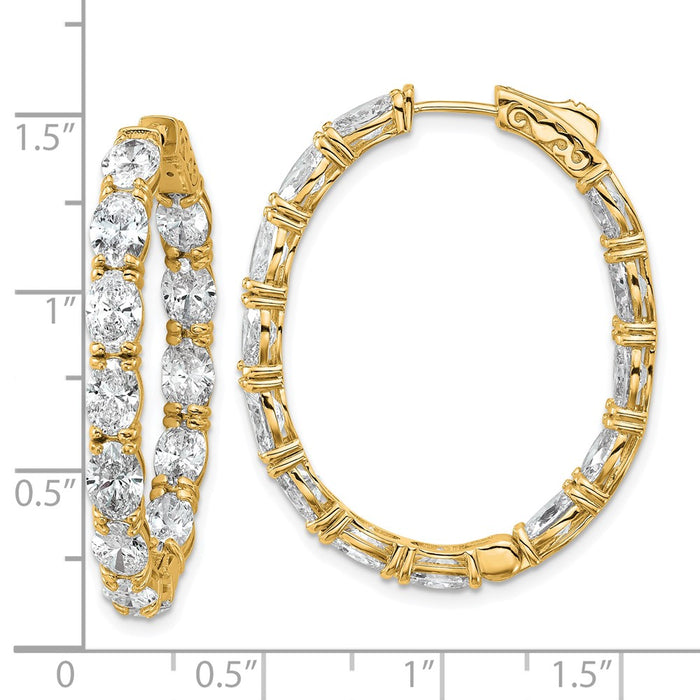 Buy Stylish 14K Gold Diamond Inside-Out Hoop Earrings - 1.5" & 1.3g-5