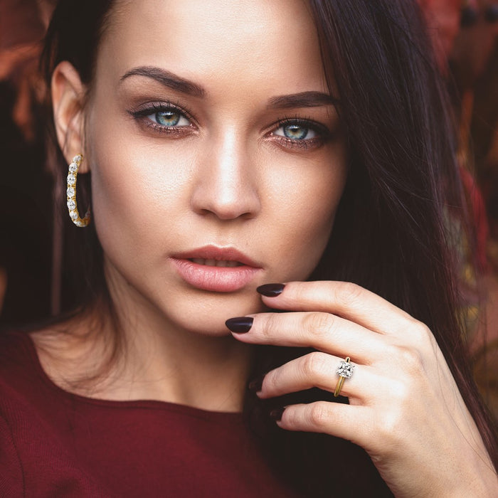 Order Stylish 14K Gold Diamond Hoop Earrings - 1.5" | VS/SI Clarity-5