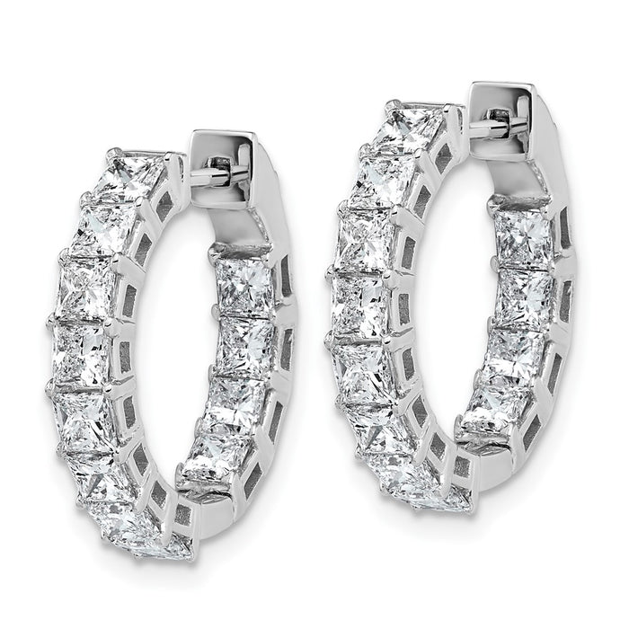 Shop Stylish 14mm 14K White Gold Princess Cut Diamond Hoop Earrings, VS/SI+-2