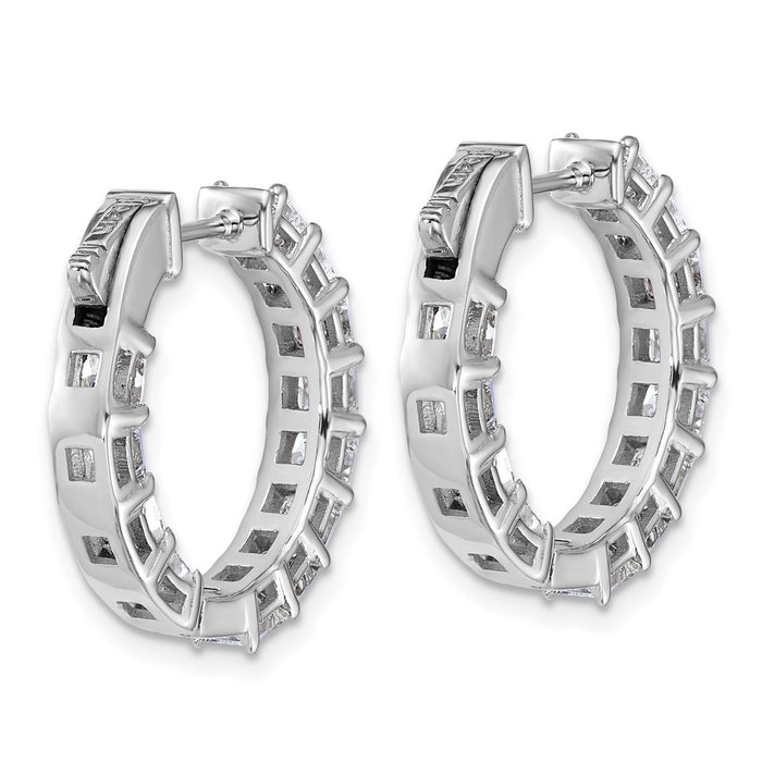 Shop Stylish 14mm 14K White Gold Princess Cut Diamond Hoop Earrings, VS/SI+-4