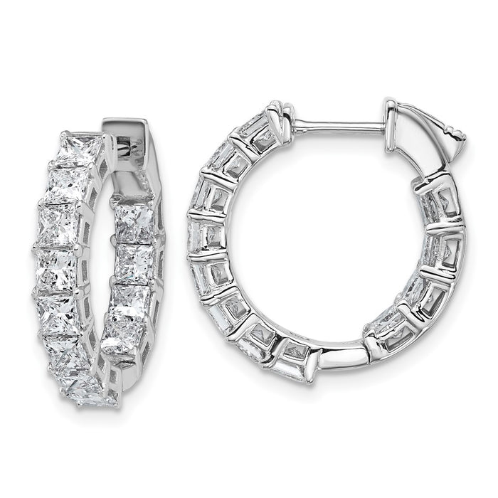 Shop Stylish 14mm 14K White Gold Princess Cut Diamond Hoop Earrings, VS/SI+-1
