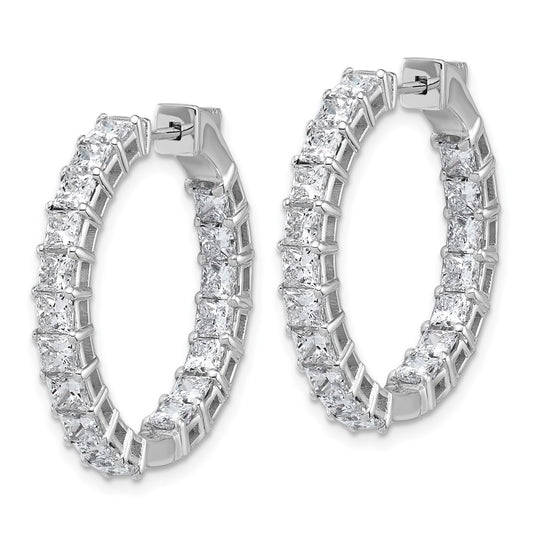 High-Quality 14K White Gold Princess Cut Diamond Hoop Earrings - Affordable Luxury