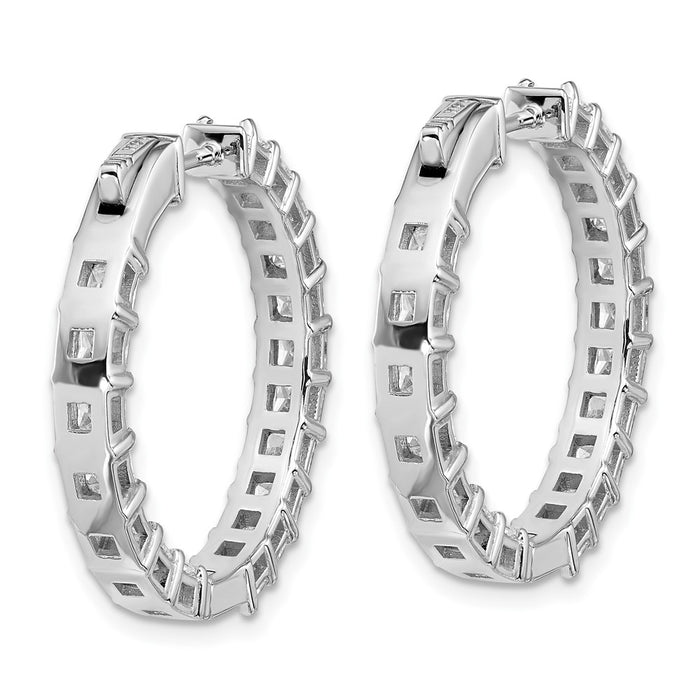 Buy Stylish 14mm 14K White Gold Diamond Hoop Earrings - Luxury Lab-Grown VS/SI+-4