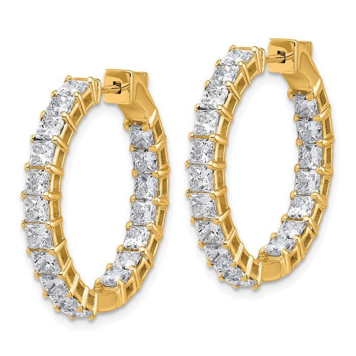 Shop Stylish 14K Gold Princess Cut Diamond Hoop Earrings - 1.5" | Luxury Value-2