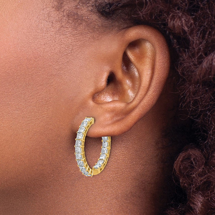 Shop Stylish 14K Gold Princess Cut Diamond Hoop Earrings - 1.5" | Luxury Value-3