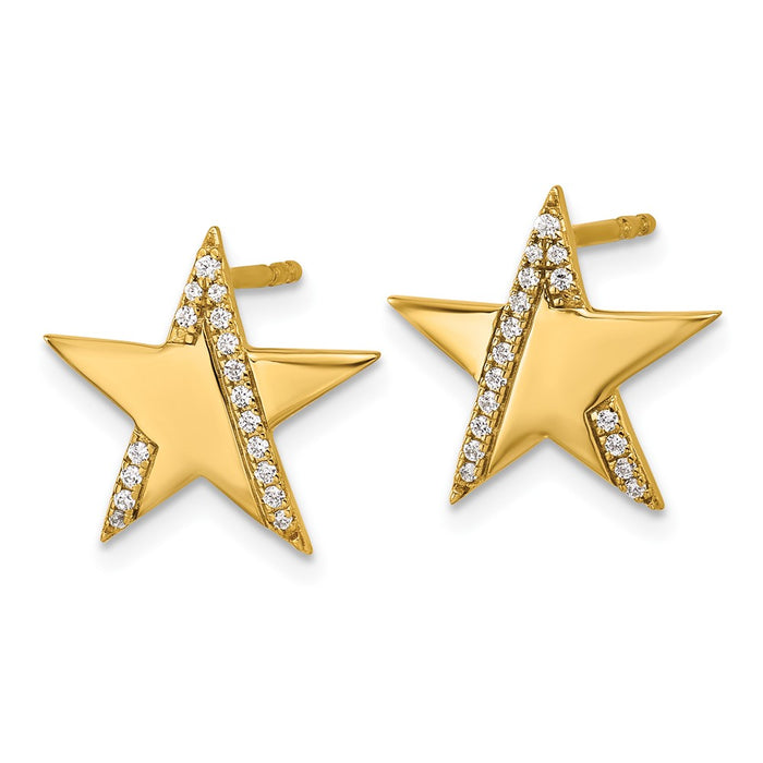 Shop Exclusive 14K Gold Polished Diamond Star Stud Earrings - Stylish Design-2