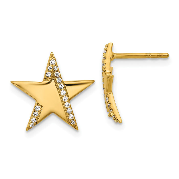 Shop Exclusive 14K Gold Polished Diamond Star Stud Earrings - Stylish Design-1