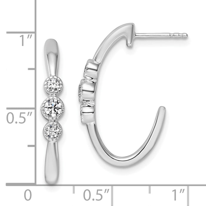 High-Quality 14K White Gold Polished Diamond J-Hoop Earrings - Stylish Value-3