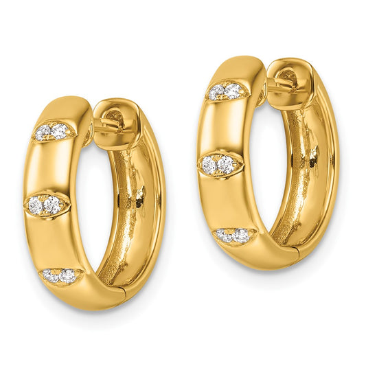 Buy Stylish 14K Gold Polished Diamond-Studded Huggie Hoop Earrings