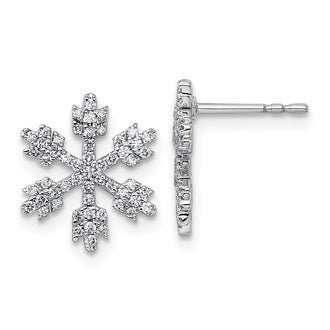 Shop 14K White Gold Diamond Snowflake Stud Earrings - Stylish & Affordable Luxury!