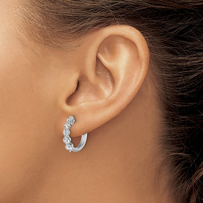 Shop Exclusive 14K White Gold Hinged Hoop Earrings with 1 Carat VS DEF Diamond-3