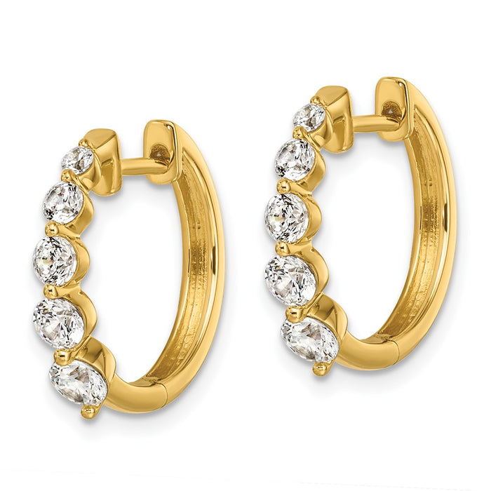 High-Quality 14K Gold Hinged Hoop Earrings with 1 Carat VS DEF Lab-Grown Diamond - Stylish Value!-2
