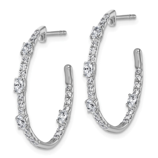 Shop Exclusive 14K White Gold J-Hoop Earrings with 3/4 Carat VS DEF Diamonds - Stylish Value