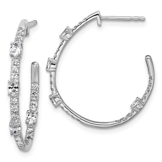 Shop Exclusive 14K White Gold J-Hoop Earrings with 3/4 Carat VS DEF Diamonds - Stylish Value