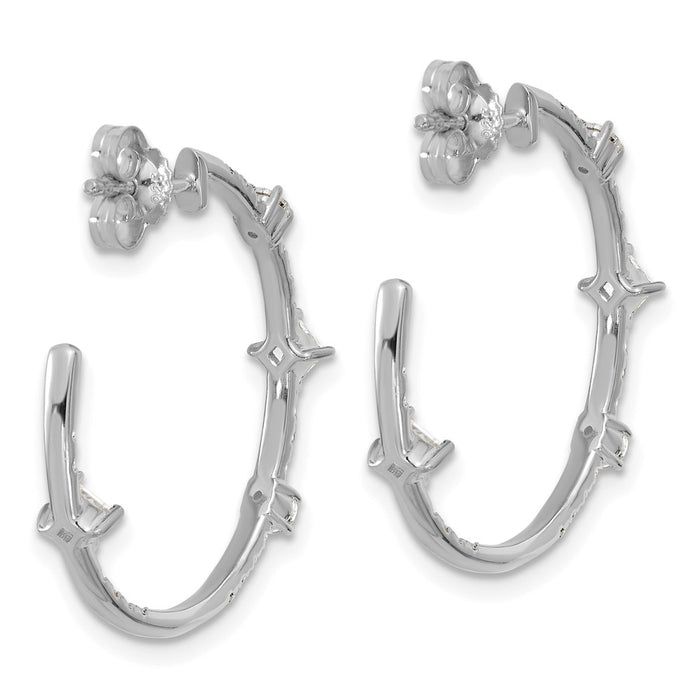 Buy Exclusive 14K White Gold J-Hoop Earrings with 1 Carat Lab-Grown Diamond-4