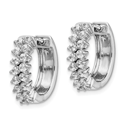 Shop Stylish 14K White Gold Diamond-Accented Hinged Hoop Earrings - 1.5"