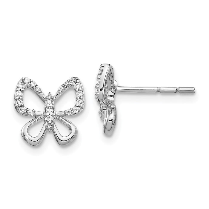 High-Quality 14K White Gold Butterfly Earrings with 1/6 Carat Diamonds - Stylish Value-1