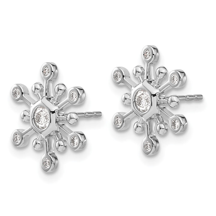 Exclusive 14K White Gold Diamond Snowflake Stud Earrings - Stylish Luxury Value-2
