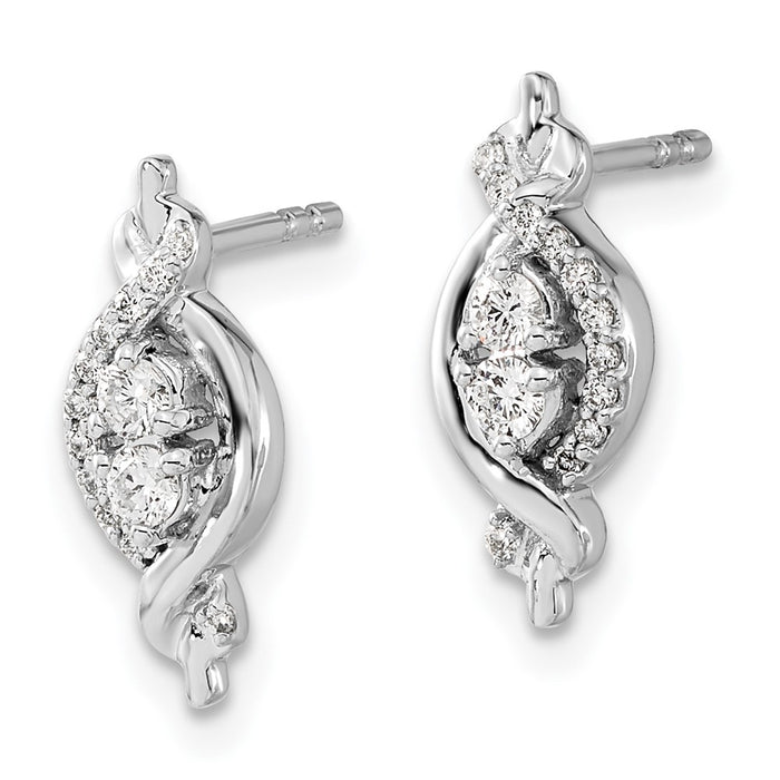 Buy Stylish 14K White Gold Diamond-Studded Fancy Earrings - Luxury Value!-2