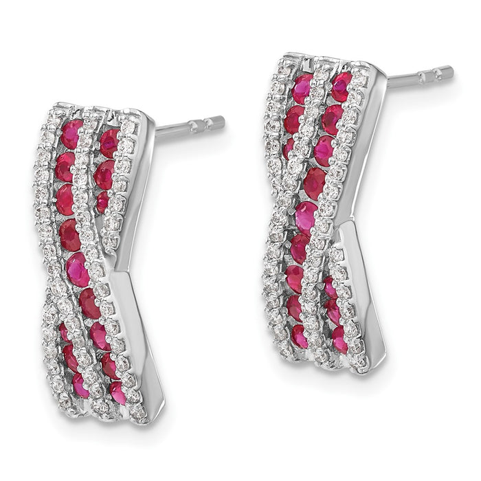 Shop 14K White Gold Fancy Earrings with Diamonds & Rubies | Stylish Value-2