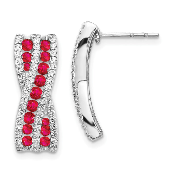 Shop 14K White Gold Fancy Earrings with Diamonds & Rubies | Stylish Value-1