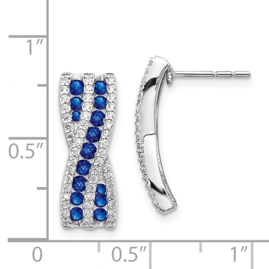 High-Quality 14K White Gold Earrings with Diamonds & Sapphires | Stylish Luxury
