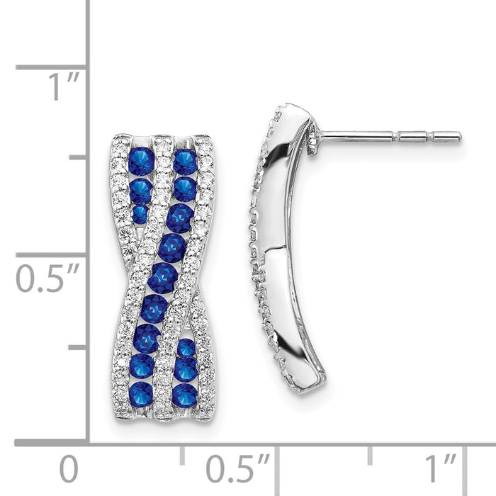 High-Quality 14K White Gold Earrings with Diamonds & Sapphires | Stylish Luxury-2