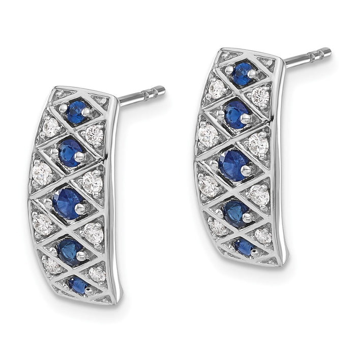 Buy Exclusive 14K White Gold Earrings with Diamonds & Sapphires - Stylish Value!-2