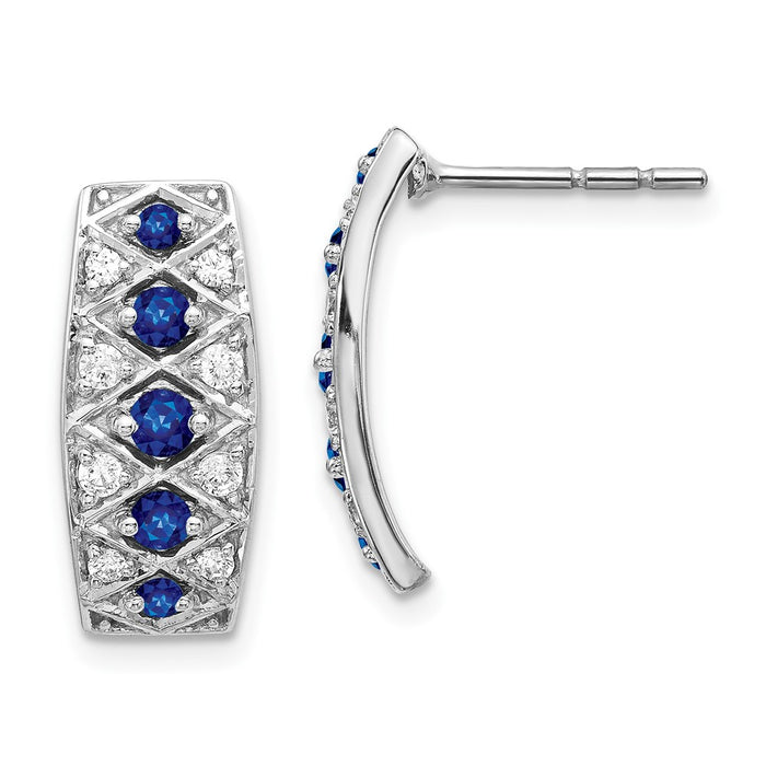 Buy Exclusive 14K White Gold Earrings with Diamonds & Sapphires - Stylish Value!-1