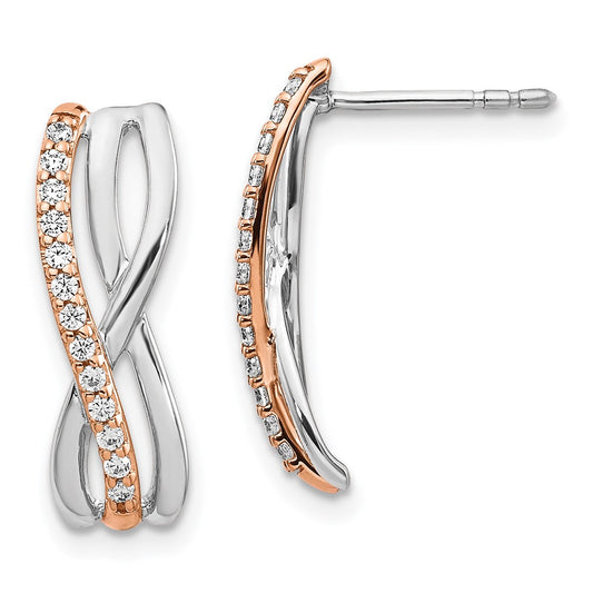 Buy 14K Rose & White Gold Diamond Elegance Earrings - Stylish Luxury Value!