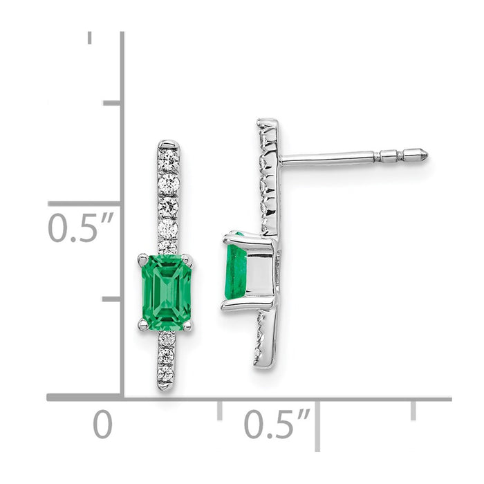 Buy Exclusive 14K White Gold Fancy Earrings with Diamonds, Emeralds - Stylish Luxury!-4