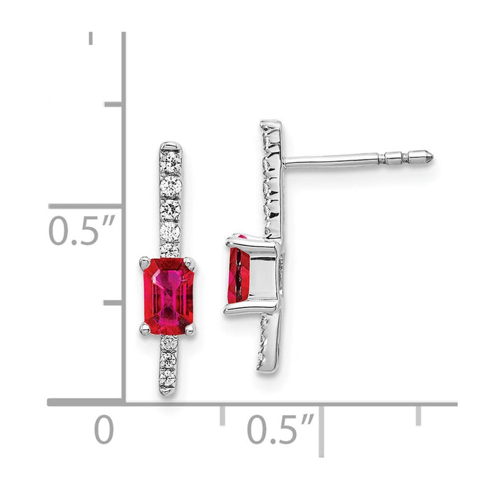 Buy 14K White Gold Fancy Earrings with Diamonds & Rubies - Stylish Luxury!-4