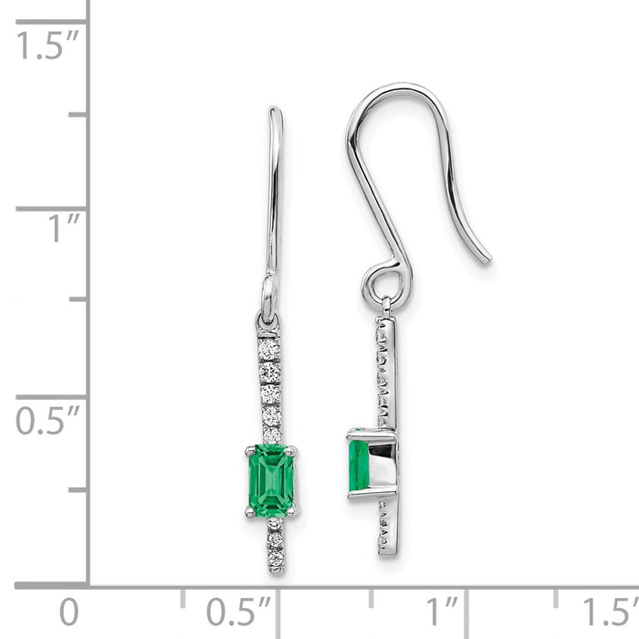 Exclusive 14K White Gold Fancy Earrings with Diamonds & Emeralds - Stylish Value-4