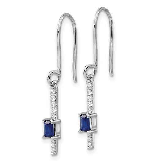 High-Quality 14K White Gold Earrings with Diamonds & Sapphires - Stylish Value!