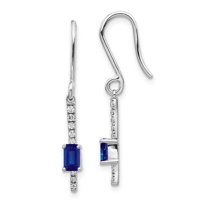 High-Quality 14K White Gold Earrings with Diamonds & Sapphires - Stylish Value!-1