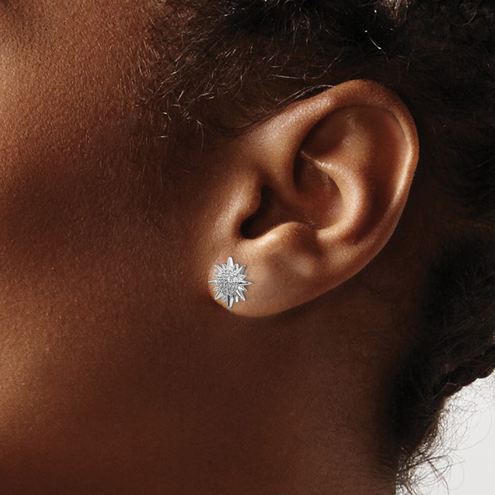 Buy Stylish 14K White Gold Diamond Sun & Star Earrings - Luxury Jewelry-3