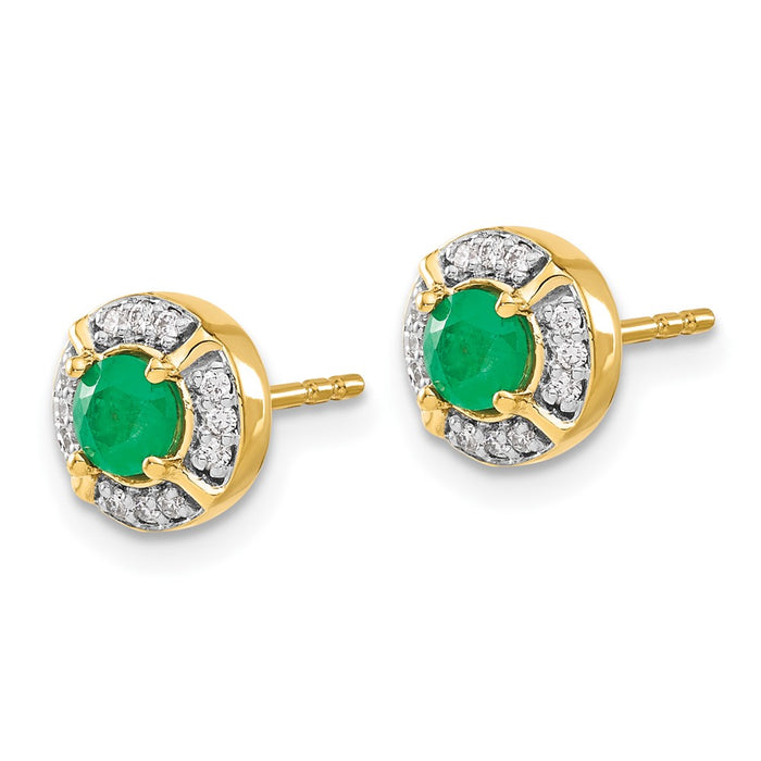 Shop 14K Gold Diamond & Emerald Halo Earrings - Stylish Luxury at Great Value!-2