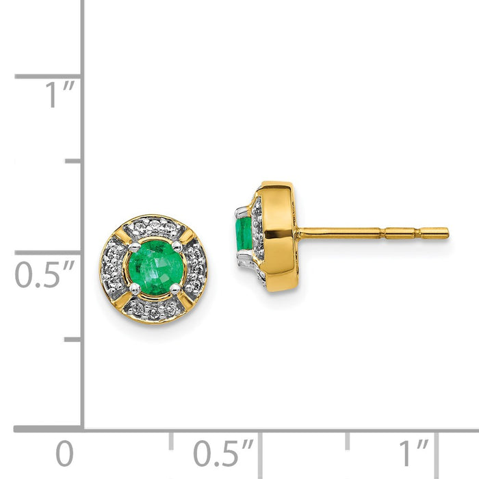 Shop 14K Gold Diamond & Emerald Halo Earrings - Stylish Luxury at Great Value!-4