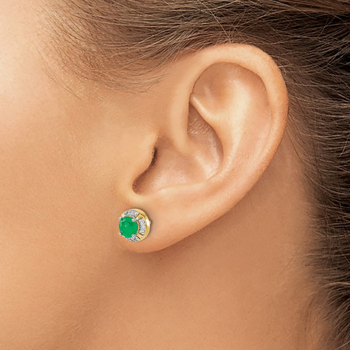Buy Exclusive 14K Gold Diamond & Emerald Halo Earrings - Stylish Luxury-3