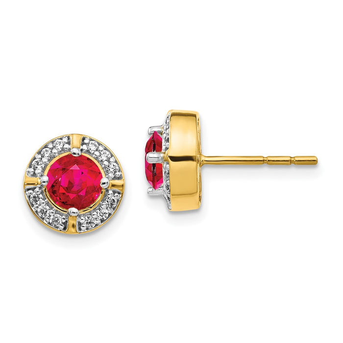 Buy Stylish 14K Gold Diamond & Ruby Halo Earrings - Luxury Design, Affordable Price-1