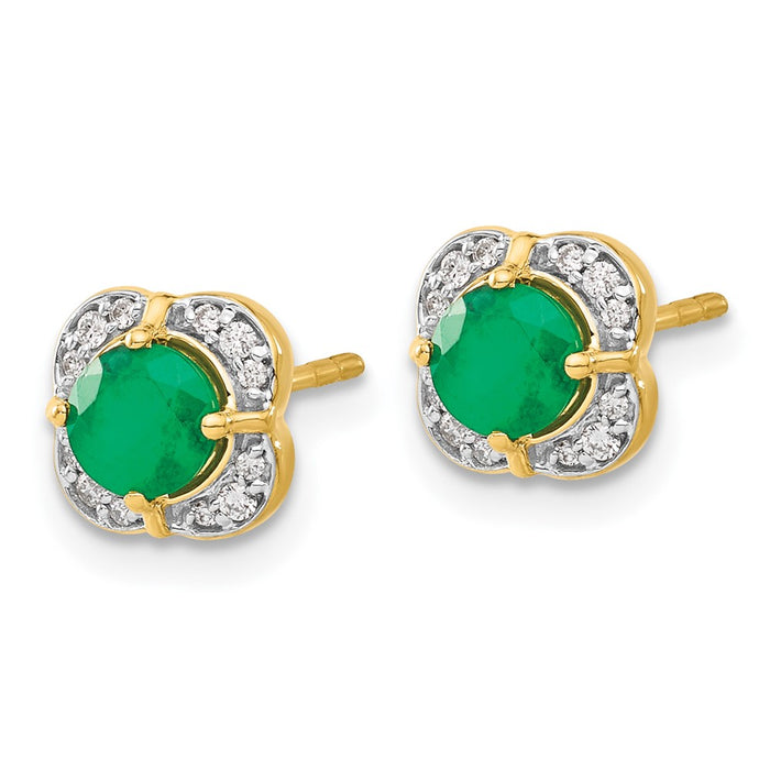 High-quality 14K Gold Diamond & Emerald Statement Earrings - Stylish Luxury-2