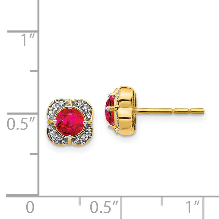 Exclusive 14K Gold Fancy Earrings with Diamonds & Rubies - Stylish Value!-2