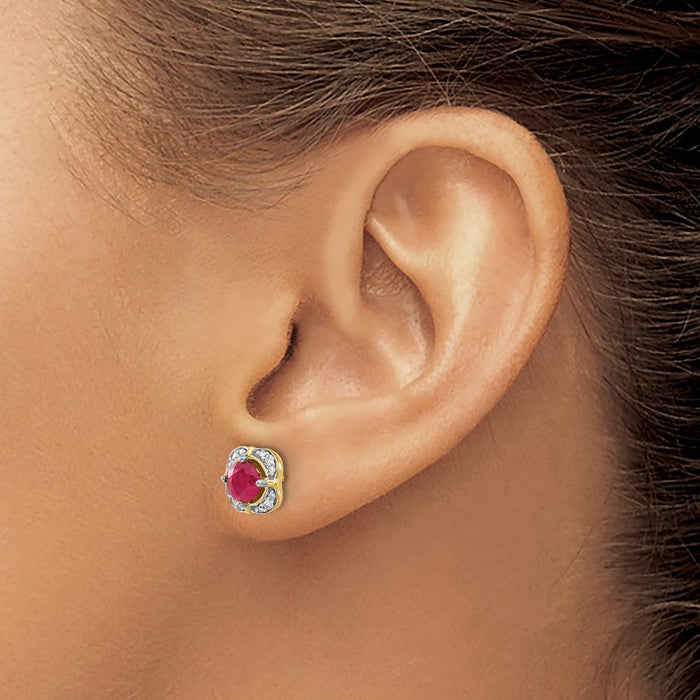 Shop 14K Gold Fancy Earrings with Diamonds & Rubies - Stylish Luxury Value!-2