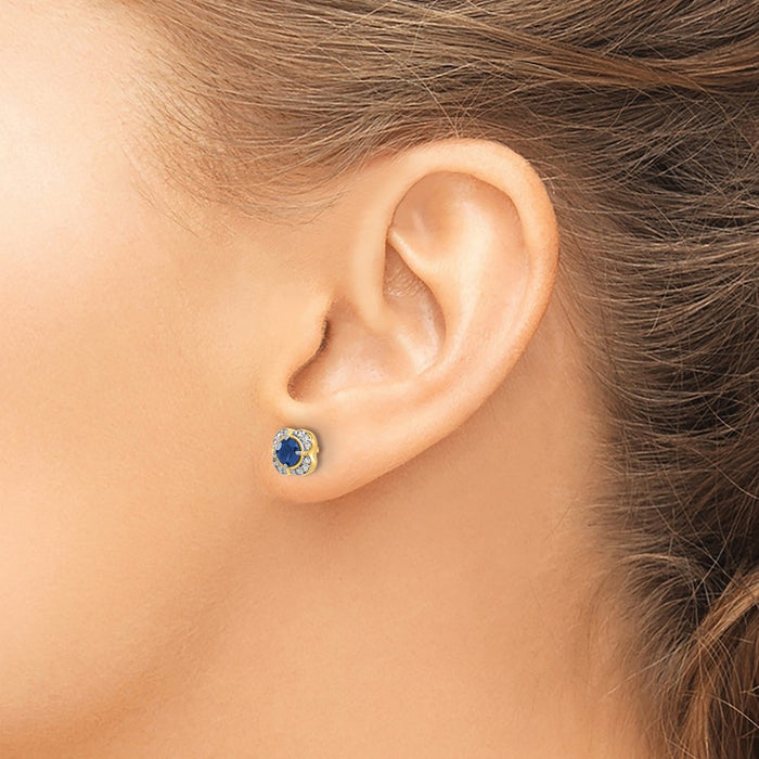 Shop Stylish 14K Gold Diamond & Sapphire Earrings - Elegant Design, Affordable Luxury-3
